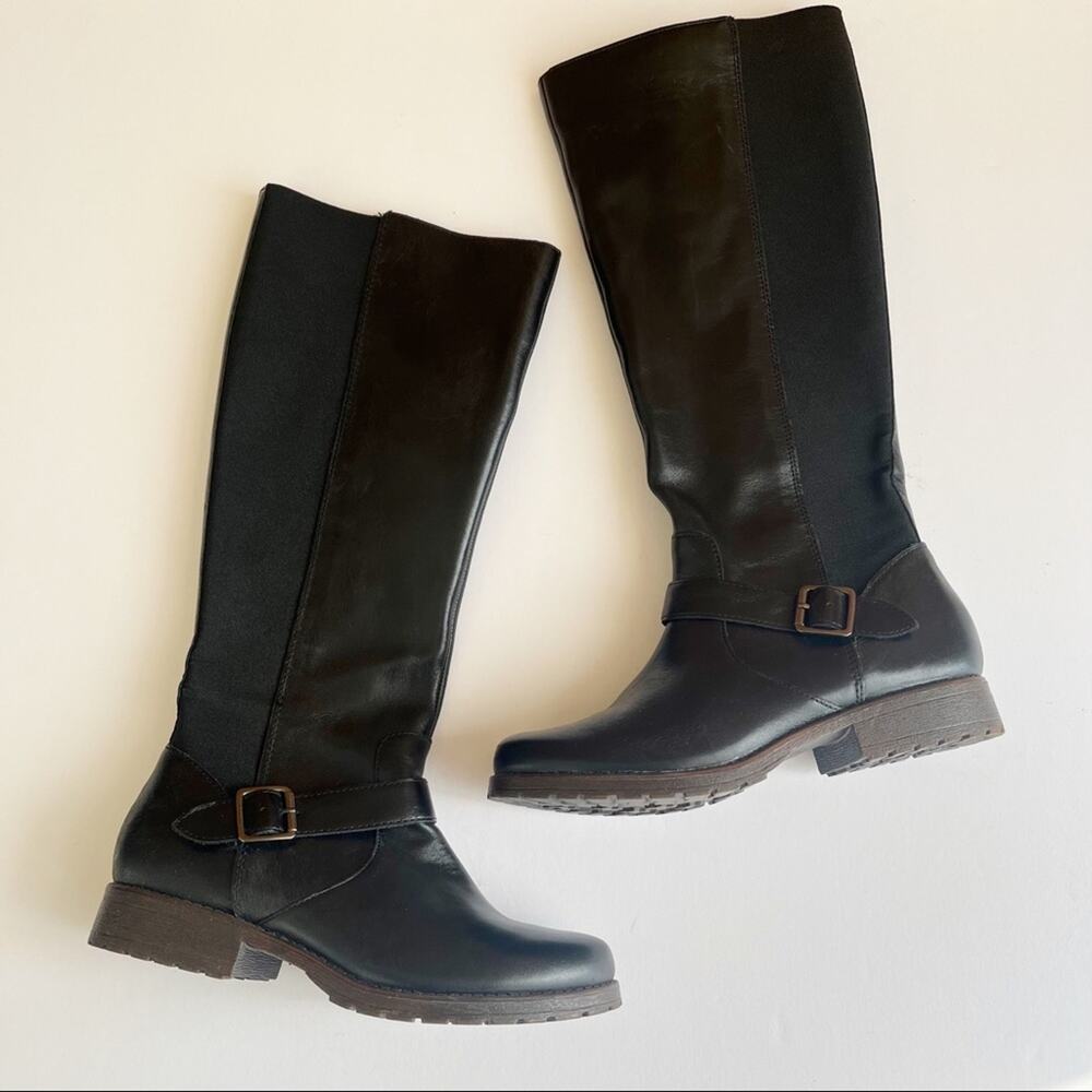 Kenneth Cole Reaction Black Leather Tall Knee High Riding Boot 7.5
